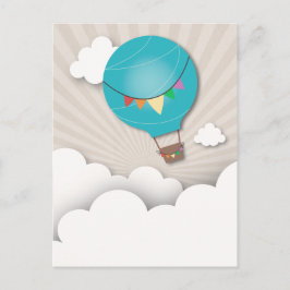 Blue Hot Air Ballon Birthday Party Postkarte