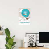 Blue Hot Air Ballon Birthday Poster (Heimbüro)