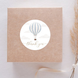 Blue Hot Air Ballon Birthday Runder Aufkleber