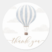 Blue Hot Air Ballon Birthday Runder Aufkleber (Vorderseite)