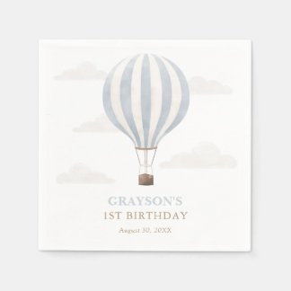 Blue Hot Air Ballon Birthday Serviette