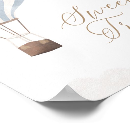 Blue Hot Air Ballon Birthday Sweet Leckereien Unte Poster (Ecke)