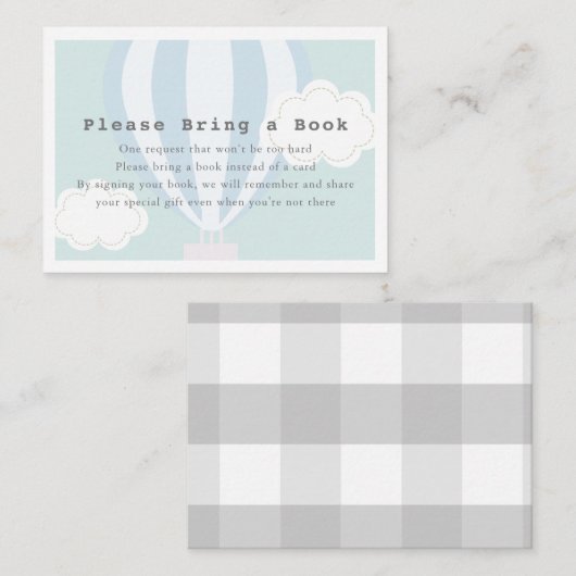 Blue Hot Air Ballon Bitte buchen Begleitkarte (Vorne/Hinten)