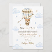 Blue Hot Air Ballon Boy 1. Geburtstag Dankeskarte (Vorderseite)