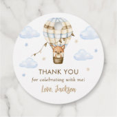 Blue Hot Air Ballon Boy 1. Geburtstag Geschenkanhänger (Rückseite)