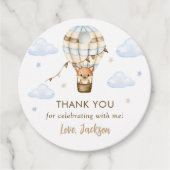 Blue Hot Air Ballon Boy 1. Geburtstag Geschenkanhänger (Vorderseite)