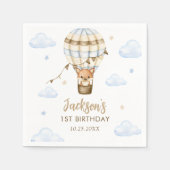 Blue Hot Air Ballon Boy 1. Geburtstag Serviette (Vorderseite)