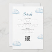 Blue Hot Air Ballon Boy All in one Baby Dusche Einladung (Rückseite)