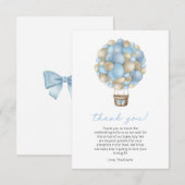 Blue Hot Air Ballon Boy Baby Dusche Dankeskarte (Vorne/Hinten)