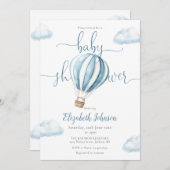 Blue Hot Air Ballon Boy Baby Dusche Einladung (Vorne/Hinten)