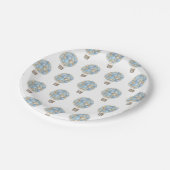 Blue Hot Air Ballon Boy Baby Dusche Pappteller (Schrägansicht)