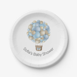 Blue Hot Air Ballon Boy Baby Dusche Pappteller