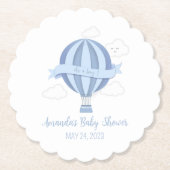 Blue Hot Air Ballon Boy Baby Dusche Untersetzer (Vorderseite)