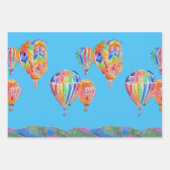 Blue Hot Air Ballon Boys Ballons Blue Watercolor Geschenkpapier Set (Vorderseite 3)