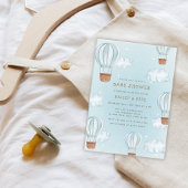 Blue Hot Air Ballon Cloud Star Boy Baby Dusche Einladung