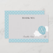 Blue Hot Air Ballon Danke Karte (Vorne/Hinten)