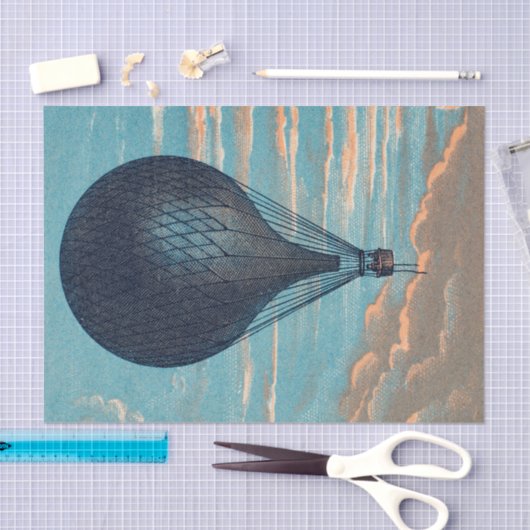 Blue Hot Air Ballon Decoupage Seidenpapier (Handwerk)