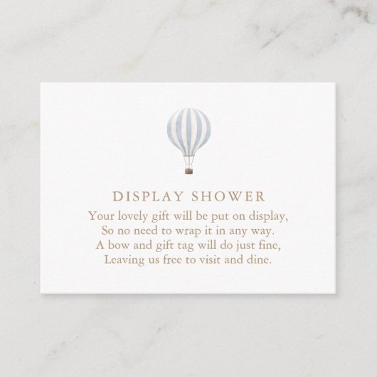 Blue Hot Air Ballon Display Dusche Begleitkarte (Vorderseite)