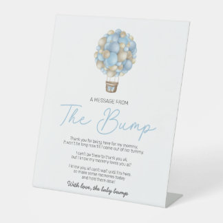 Blue Hot Air Ballon eine Nachricht aus dem Bump Sockelschild
