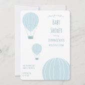 Blue Hot Air Ballon | Einladung der Babydusche (Vorderseite)