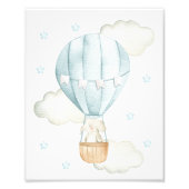 Blue Hot Air Ballon, Elephant, Sterne, Junge Kinde Fotodruck (Vorne)
