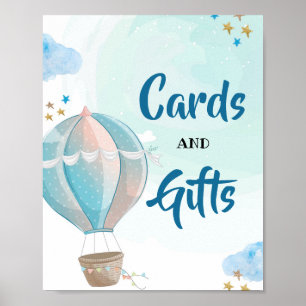 Blue Hot Air Ballon Karten und Geschenke Baby Dusc Poster