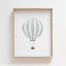 Blue Hot Air Ballon Kinderzimmer Decor Poster