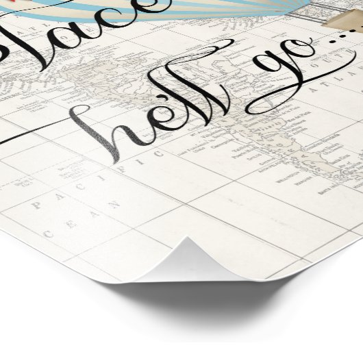 Blue Hot Air Ballon Kinderzimmer Wallfahrtskirche Fotodruck (Ecke)