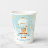 Blue Hot Air Ballon Niedlicher Tiere Boy Baby Dusc Pappbecher (Vorderseite)