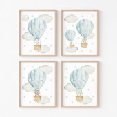 Blue Hot Air Ballon, Niedlicher Tiere, Boy Kinderz Bilderwand Sets