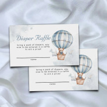 Blue Hot Air Ballon Teddy Bären Diaper Raffle
