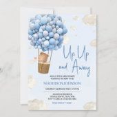 Blue Hot Air Ballon Up and Away Baby Dusche Einladung (Vorderseite)
