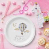 Blue Hot Air Ballon White Baby Dusche Pappteller (Party)