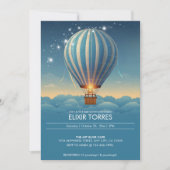 Blue Hot Air Balloon Adventure erwartet Baby Showe Einladung (Vorderseite)