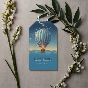 Blue Hot Air Balloon Adventure erwartet Baby Showe Geschenkanhänger