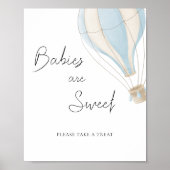 Blue Hot Air Balloon Baby Dusche Babys sind süß Poster (Vorne)