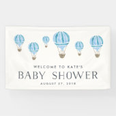Blue Hot Air Balloon Baby Dusche Banner (Horizontal)