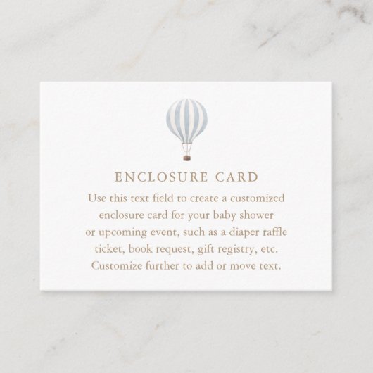 Blue Hot Air Balloon Baby Dusche Begleitkarte (Vorderseite)