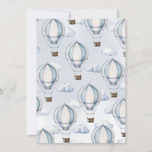 Blue Hot Air Balloon Baby Dusche Einladung (Rückseite)