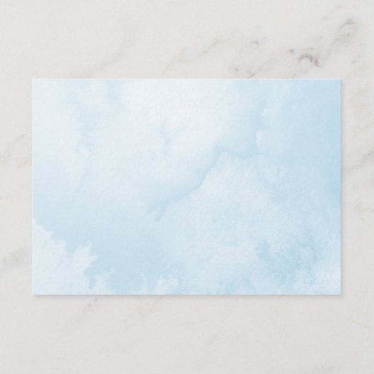 Blue Hot Air Balloon Baby Dusche Hinweiskarte (Rückseite)