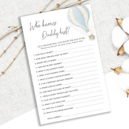 Blue Hot Air Balloon Baby Dusche kennt Daddy Best