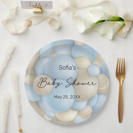 Blue Hot Air Balloon Baby Dusche Pappteller (Hochzeit)