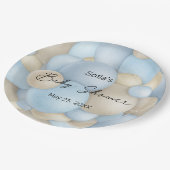 Blue Hot Air Balloon Baby Dusche Pappteller (Schrägansicht)