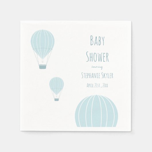 Blue Hot Air Balloon Baby Dusche Serviette (Vorderseite)