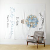 Blue Hot Air Balloon Baby Dusche Wandteppich (Beispiel (Horizontal))