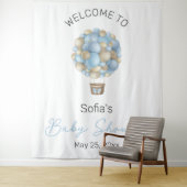 Blue Hot Air Balloon Baby Dusche Wandteppich (Beispiel)