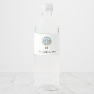 Blue Hot Air Balloon Baby Dusche Wasserflaschenetikett
