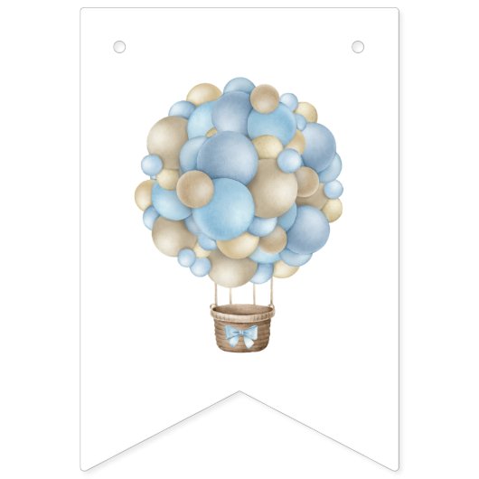 Blue Hot Air Balloon Baby Dusche Wimpelkette (Zweite Fahne)