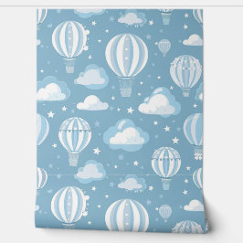 Blue Hot Air Balloon Baby Kinderzimmer Tapete