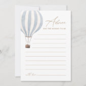 Blue Hot Air Balloon Baby Showcard Einladung (Vorderseite)
